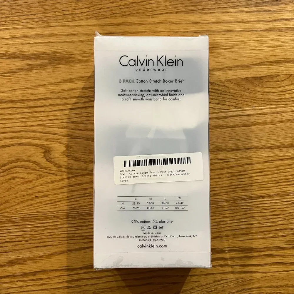 CALVIN‎ KLEIN 3 Pack White Cotton Stretch Boxer Briefs